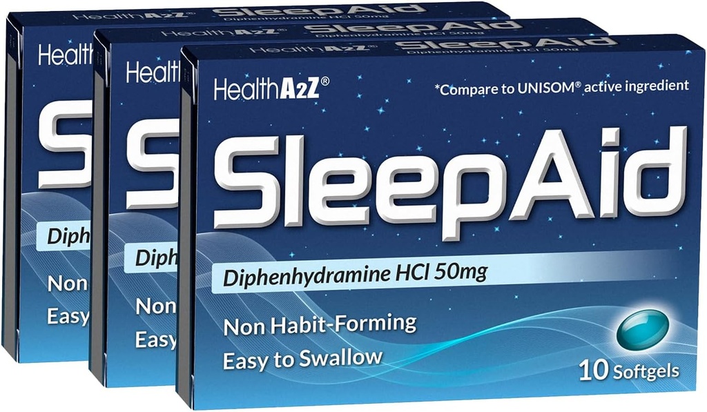 HealthA2Z® Sleep Aid (Ajuda para o Sono) Difenidramina HCL 50mg Softgels (Ajuda para o Sono Mais Profunda)