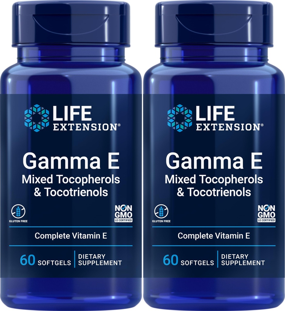 Extensão de vida Gamma E Tocoferols mistos e tocotrienols 60 Softgels (Pacote de 2)