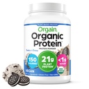Orgain Organic Vegan Protein Powder, Cookies & Cream - 21g Proteína Baseada em Plantas, 7g Fibra Prebiótica, Baixo Carb Net, Sem Ingredientes Lactose, Sem Açúcar Adicionado, Não-GMO, Para Shakes & Smoothies, 2.03 lb
