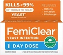 FemiClear Dose de 1 dia Infecção do Levedo .Alívio para Infecção do Levedo . Solução homeopática para a Saúde Feminina . Infecção por levedura Pomada, 1 aplicador e 0, 5 oz Pomada