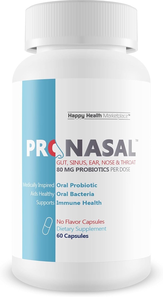 Pro Nasal - Nosso melhor suplemento de apoio sinusal - Nariz de ouvido Probióticos - Sinus Probiótico para apoio sinusal natural - Probióticos orais para respiração ruim boca - Boca seca Probiótico - Probiótico Sinus Probiótico