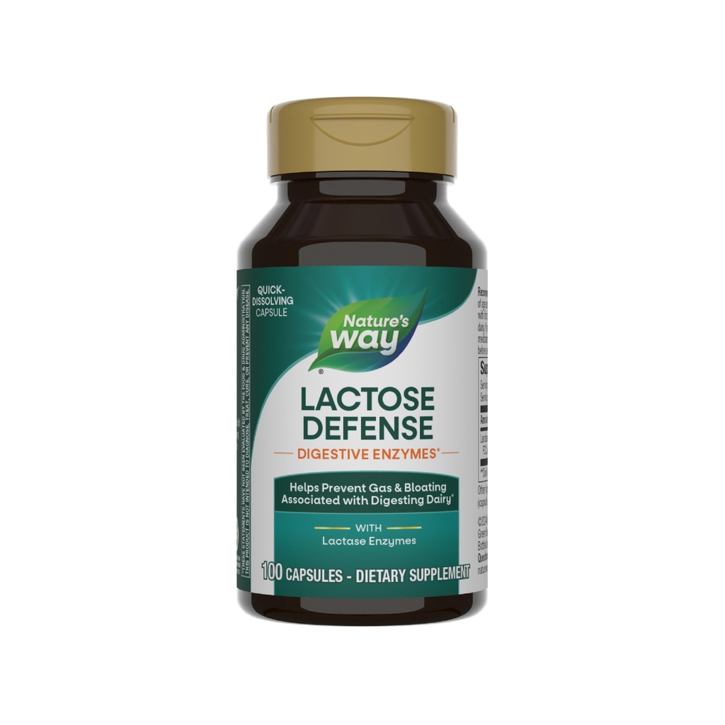 Nature's Way Lactose Defense, Digestive Ezymes*, Suporta a Digestão de Laticínios*, 690 mg de lactase por 3-Capsule Serving, 100 Cápsulas (Pacote em Maio Vary)