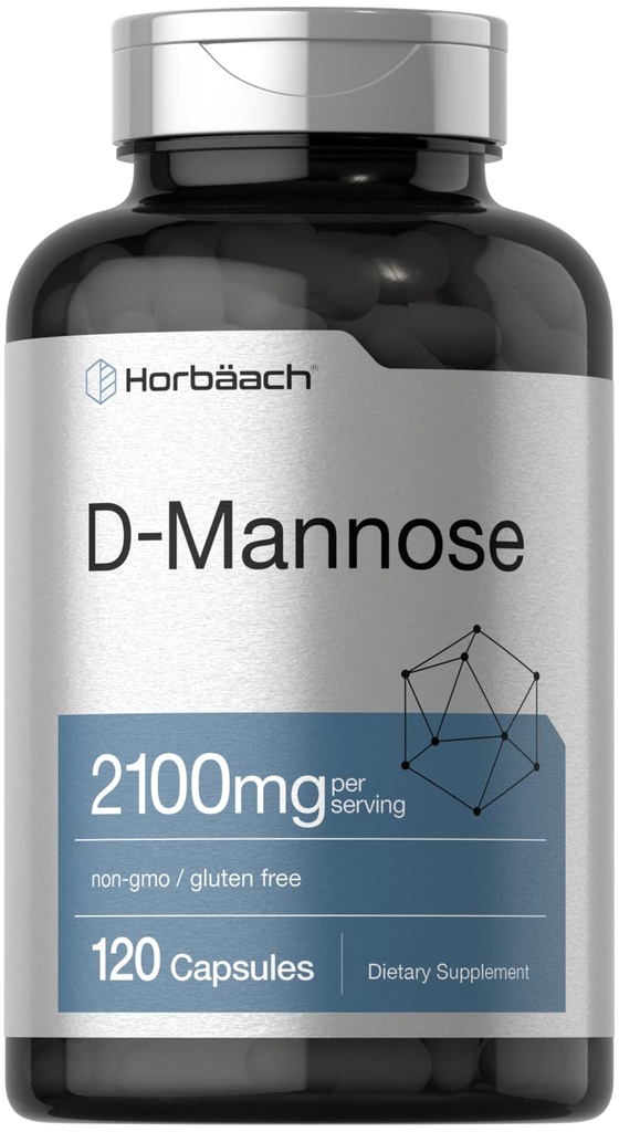 Horbäach D-Mannose .. 2100mg .. 120 Cápsulas .. maior potência .. Não-GMO e sem glúten