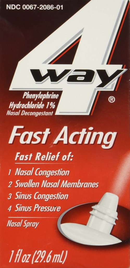 Spray nasal de ação rápida 4Way para adultos e crianças 12+, alívio de congestão sinusal e alívio de congestão nasal Spray nasal - frasco de spray 1 Fl Oz