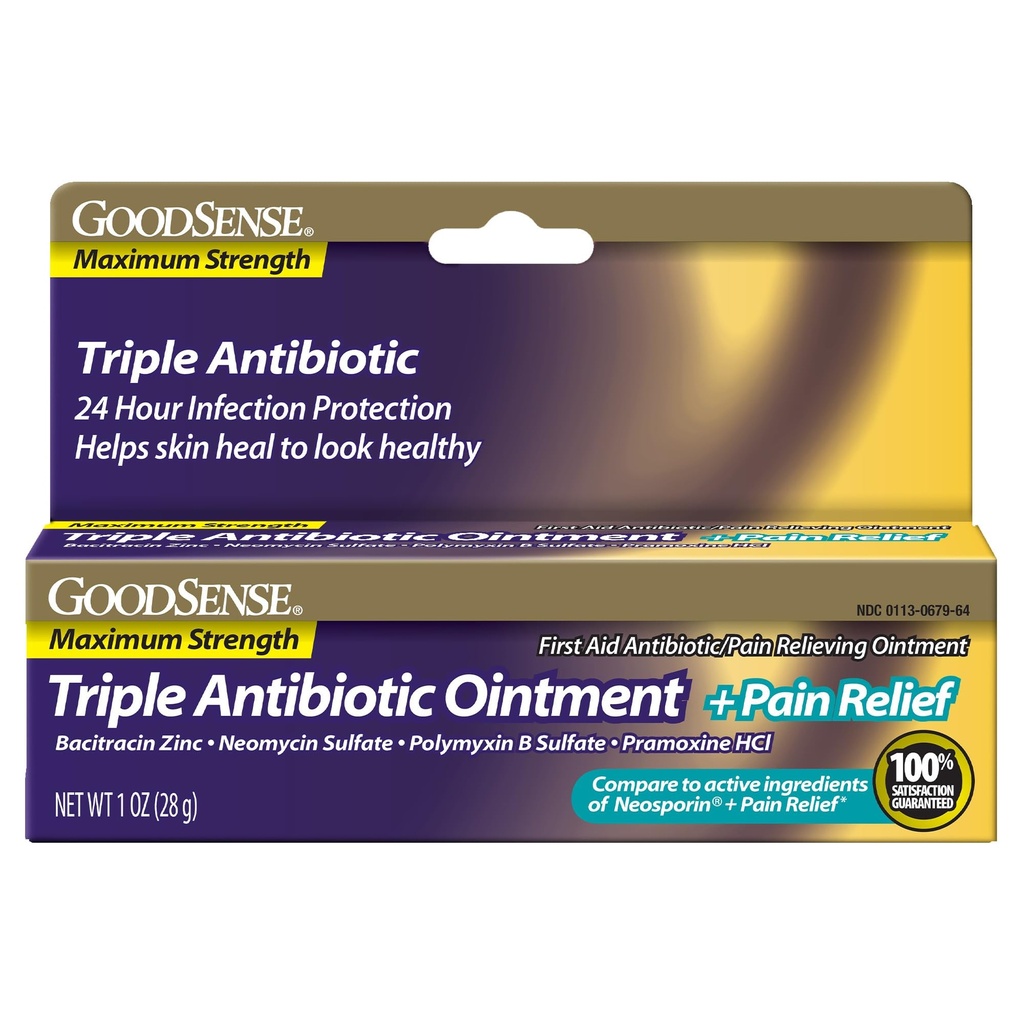 BomSenso máxima força tripla antibiótico Onto mais alívio da dor - acalma cortes dolorosos, raspas e queimaduras, evita infecção, Antibiótico de primeiros socorros, analgésico externo, 1 oz