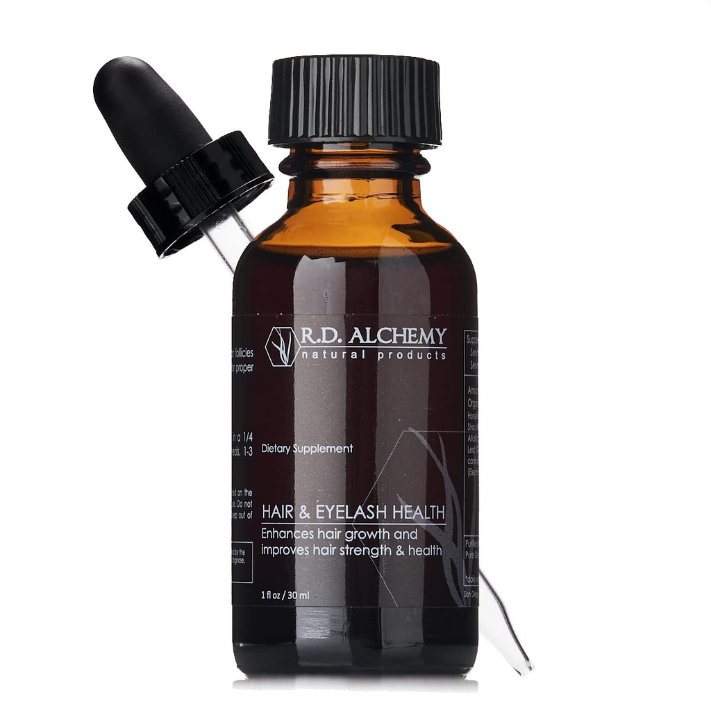RD Alquimia - 100% Natural & Orgânica Hair Health & Eye Lash Extract - Melhorar o crescimento do cabelo, saúde, e brilho enquanto reduz as extremidades Split, Greying, e perda de cabelo - Lash comprimento dos olhos