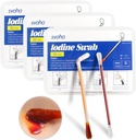 Povidone Iodine Swabsticks - 150 Sticks Sterile Iodine Swabsticks, Individualmente envolto algodão Swabs, solução preenchida para limpeza de feridas, primeiros socorros, viagem