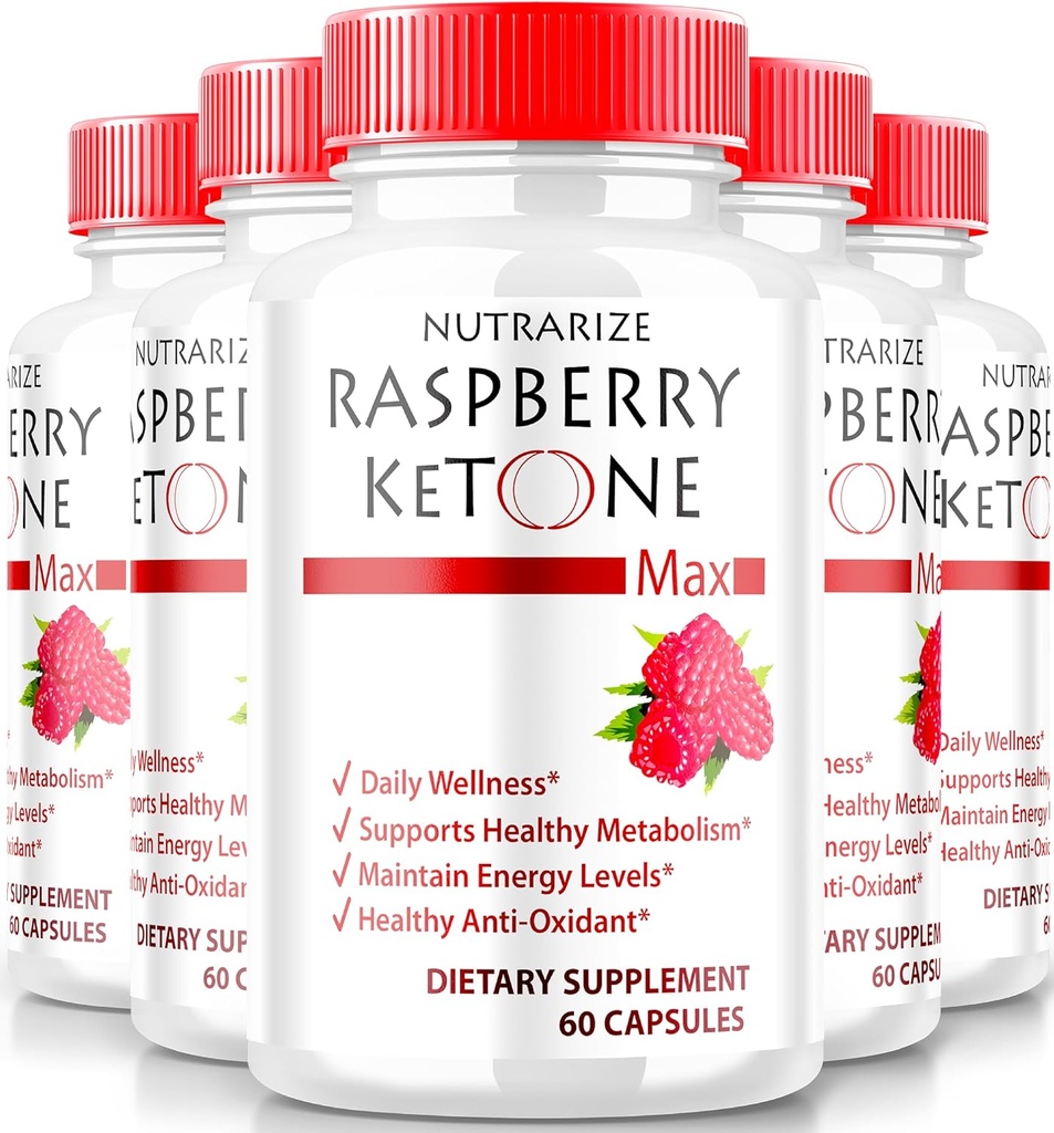 (5 Pack) Raspberry Ketone Cápsulas, Framboesa Oficial Cetona para perda de peso, Fórmula Keto All-Natural para desbloquear o seu corpo e Fitness Goals, FramboesaKetone 1200MG Suplemento, Comentários (300 Cápsulas)