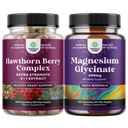 Naturezas Craft pacote de extra força Hawthorn Berry Cápsulas - Extrair Digestão e Suplemento de Saúde do Coração e Puro Magnésio Glycinate 400mg Por Serving para sono de humor e relaxamento