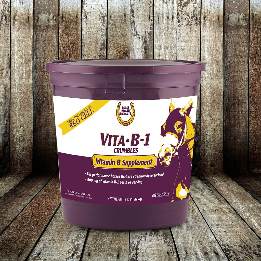 Farnam Horse Health Vita B-1 Crumbles Suplemento para cavalos, Suporta atividade muscular ideal e metabolismo para o desempenho, 3 libras, 48 dias de fornecimento