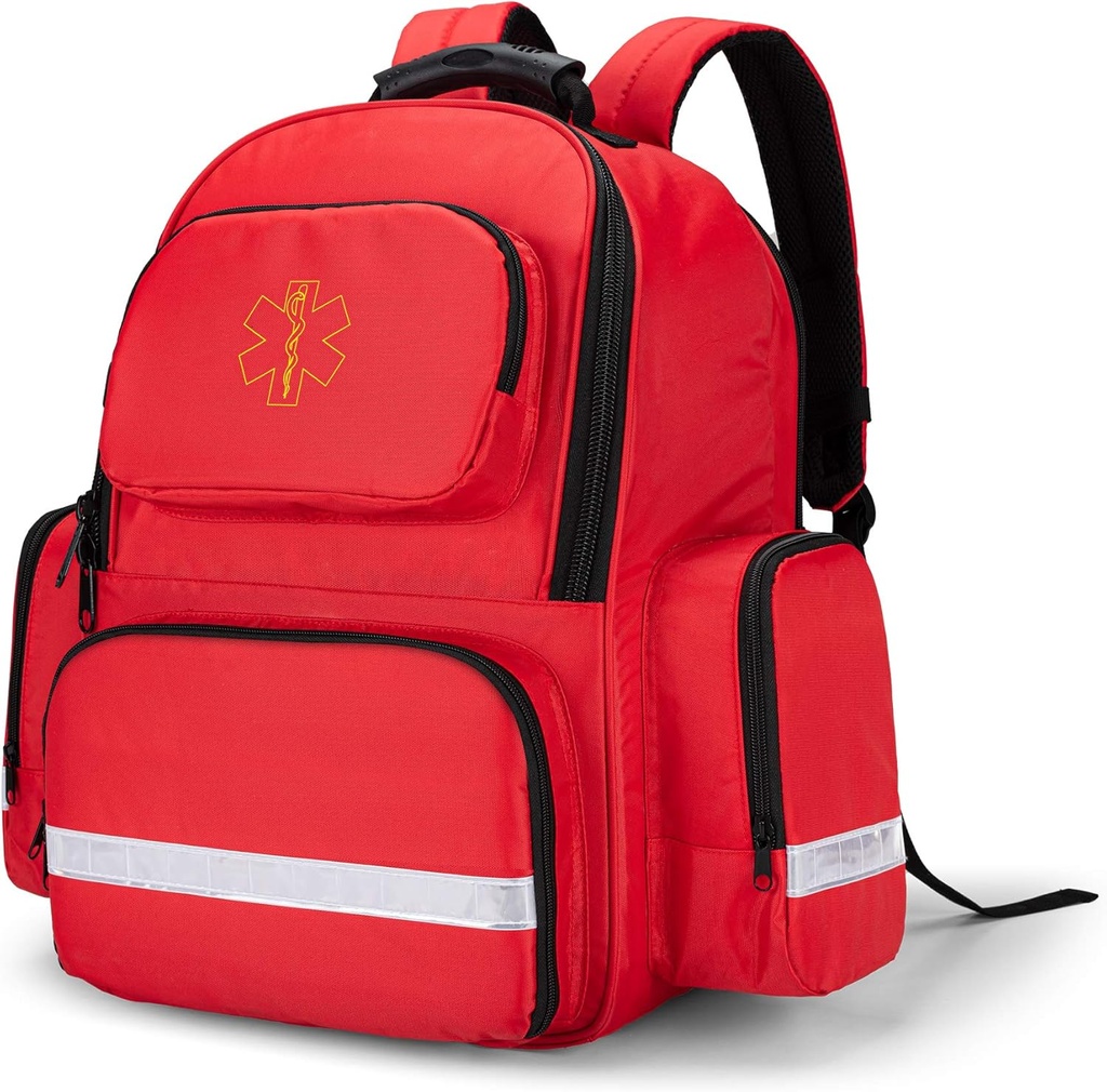 Trunab Primeiro respondedor Bolsa Trauma Backpack Vazio, kits de emergência médica Pacote de saco de salto de armazenamento para EMT, EMS, polícia, bombeiros, oficiais de segurança - Design patenteado vermelho