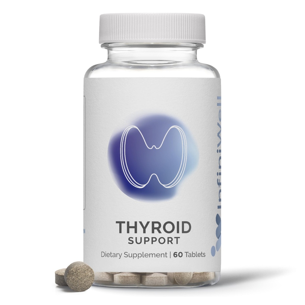 Complexo de suporte da tireóide InfiniWell - Suplemento da tireoide alvo - Promover sinalização hormonal, saúde metabólica e produção de energia mitocondrial - com iodo, selênio e mais (60 comprimidos)