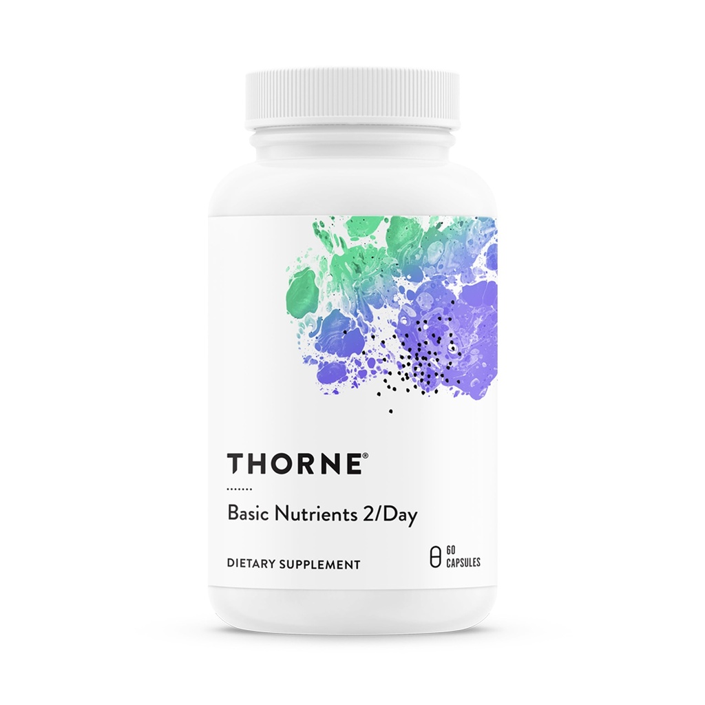 THORNE - Nutrientes Básicos 2/dia - Multivitamínico diário abrangente com biodisponibilidade ideal - Fórmula mineral e vitamina - Glúten, leite e soja - 60 Cápsulas - 30 Servimentos
