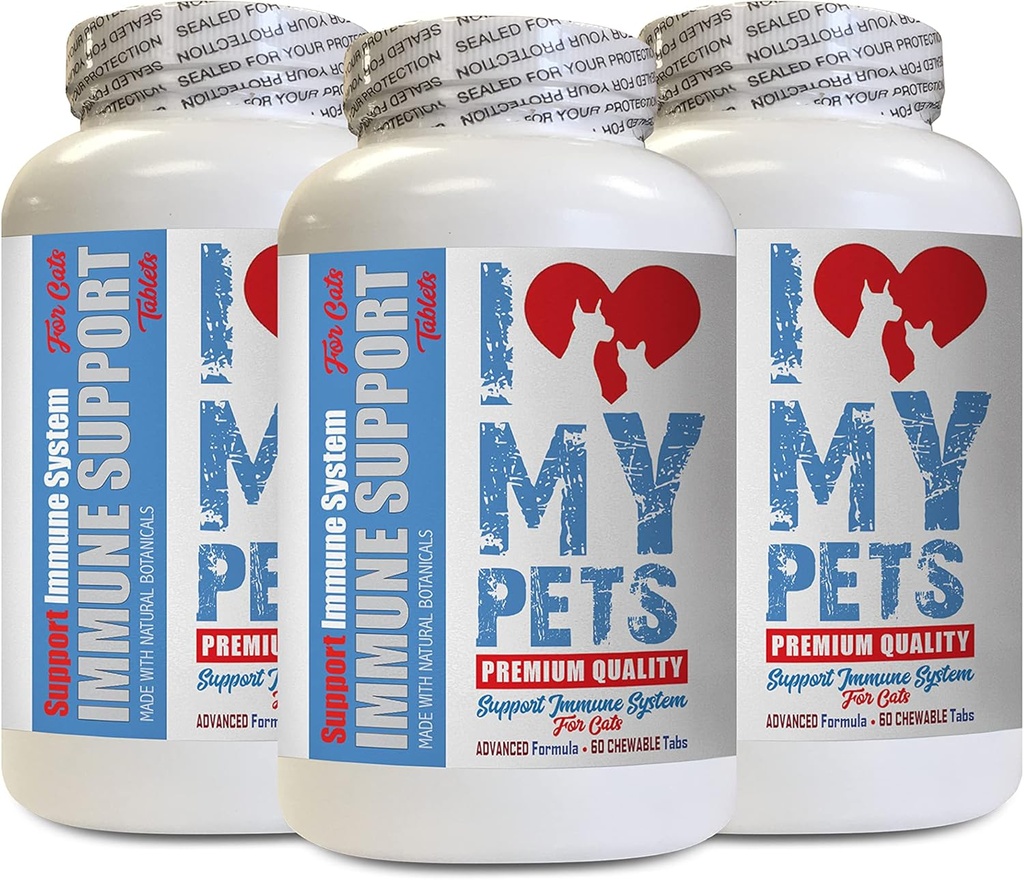 I love my PETS LLC Heart Support for Cats - CAT Imune Support - Booster - Suplemento saudável - sistema imune de gato - 180 Doces (3 garrafas)