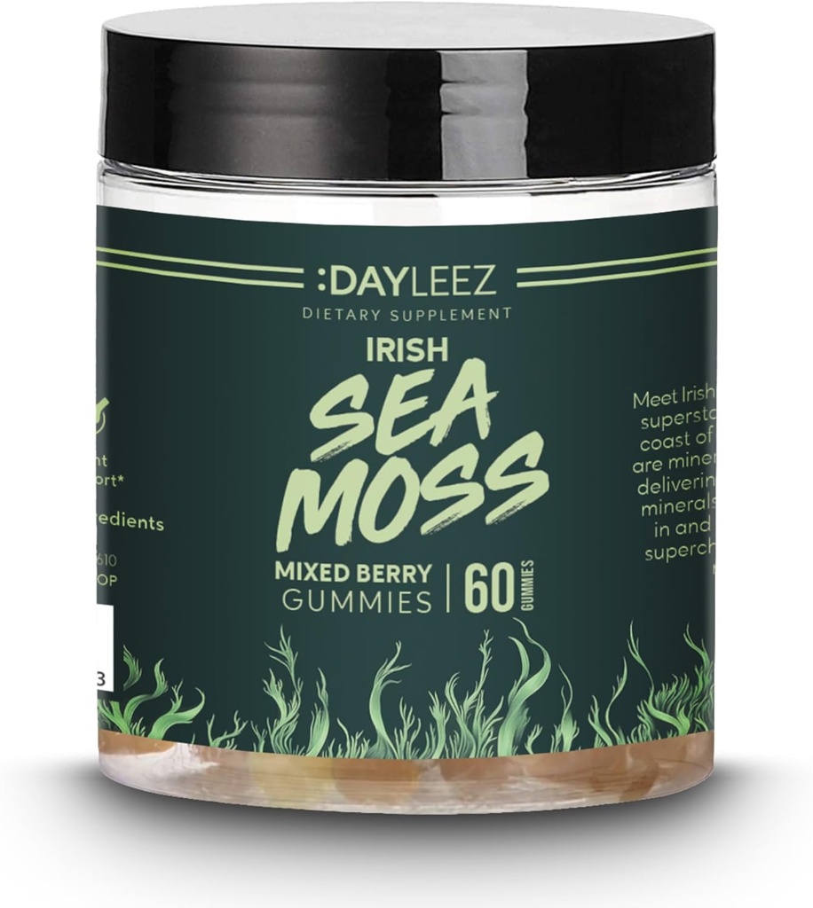 Gomas de Musgo do Mar Irlandês - Suporte Imune Natural & Saúde Digestiva - Vegan, Não-GMO, Gluten-Free - 60 Count - Premium Sea Moss Supplement for Energy & Wellness