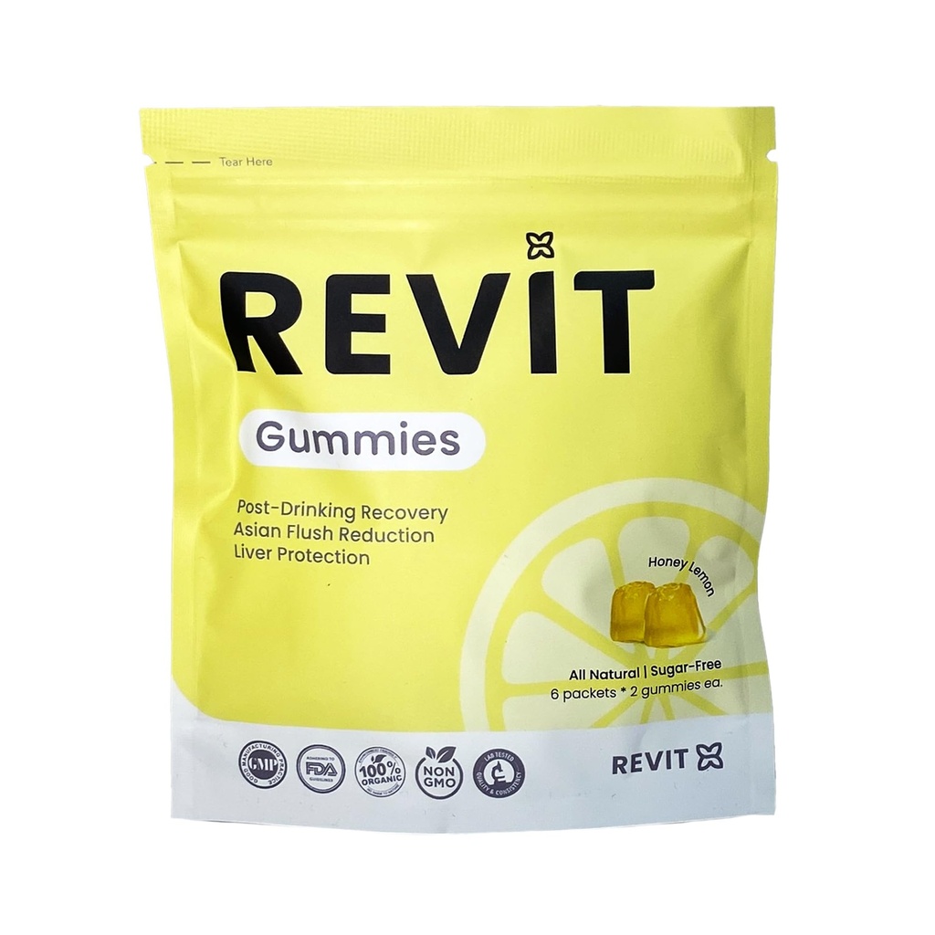 REVIT - Vencedor pós-bebida Recuperação Gummy □ Suporte e Recuperação de Fígados □ DHM + Curcumina + Ginger + Vitaminas + Anti-oxidantes