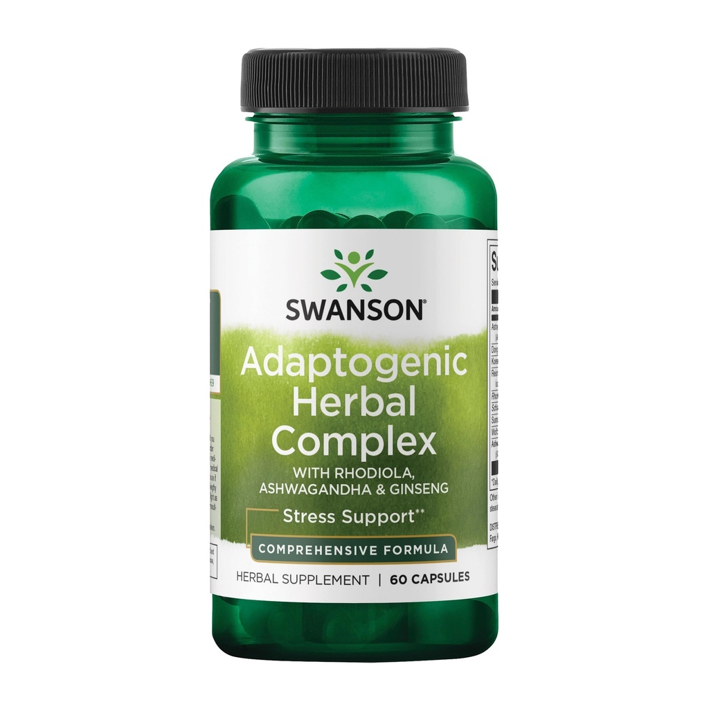 Swanson Rhodiola Ashwagandha Ginseng Complex Energia Imune Função Sistema Nervoso Estresse Suporte Adaptogen Herb Suplemento 60 Cápsulas
