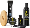 O pacote de grooming do clube de barba: Trimmer para homens e kit de cuidados - inclui cortador elétrico sem fio, Razor de borda reta, Shampoo, Cedar Balm & óleo, escova - 8 guias, 45 comprimentos