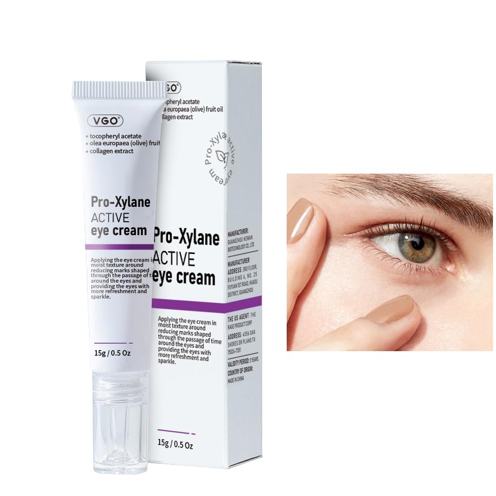 VGO Eye Cream 2% Pro-Xylane Eye Repair Cream para círculos escuros e puffiness Sob os olhos, Pro Xylane + 6D Ácido hialurônico para pele firme, reduzir rugas, linhas finas, 15g/0,5 Oz