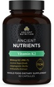 Nutrição antiga Suplemento K2 Vitamina, K2-90mcg K2, Ervas Adaptogênicas, Enzima Ativada, Suporta Função Cardiovascular, Paleo & Keto Friendly, 60 Cápsulas
