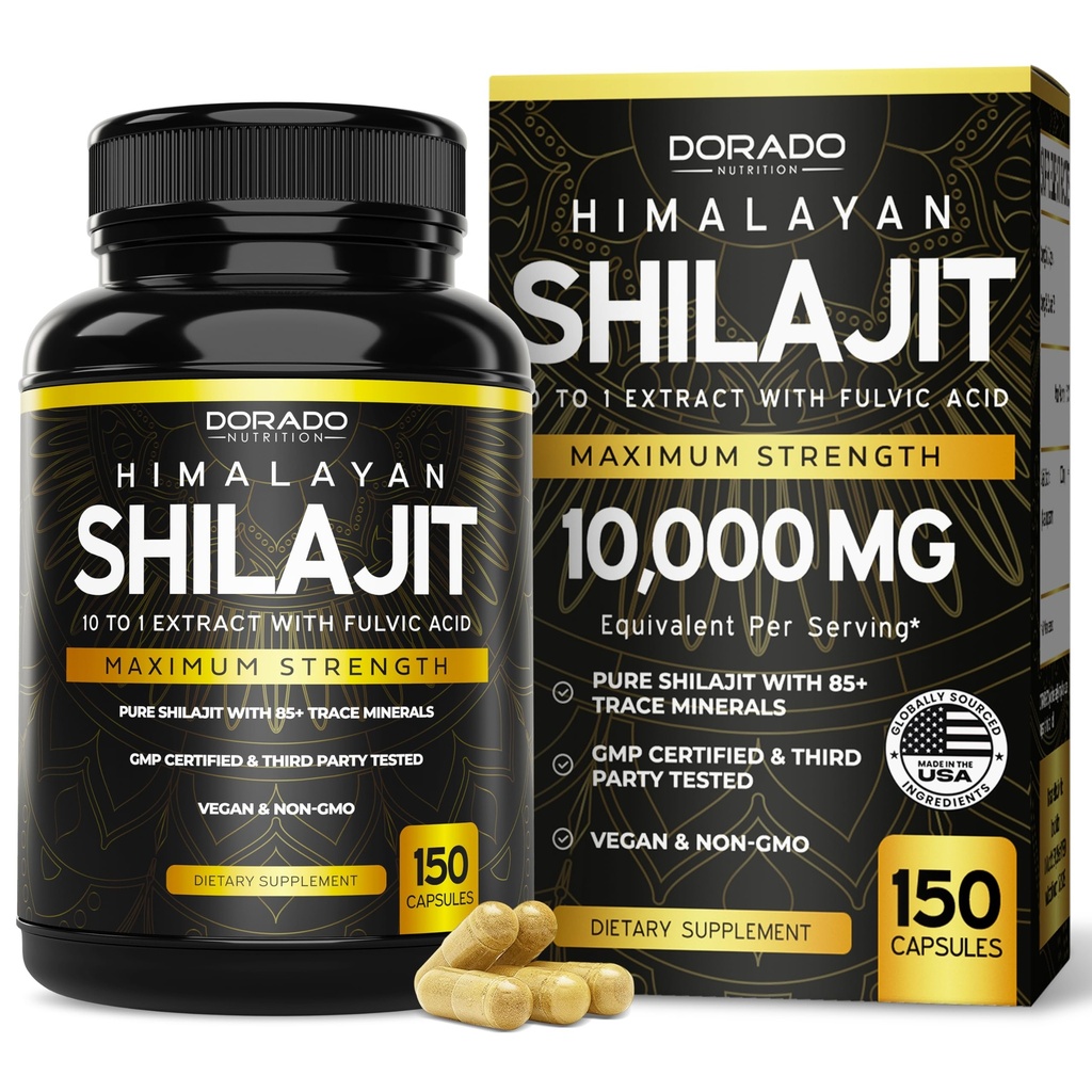 Cápsulas Shilajit com 85+ Trace Minerals (Suprimento de 75 dias, 1000mg Extrato por serviço) Himalayan Shilajit para homens e mulheres com ácido fulvico - Suplemento testado de terceiros, Não OGM, Vegan & USA Made