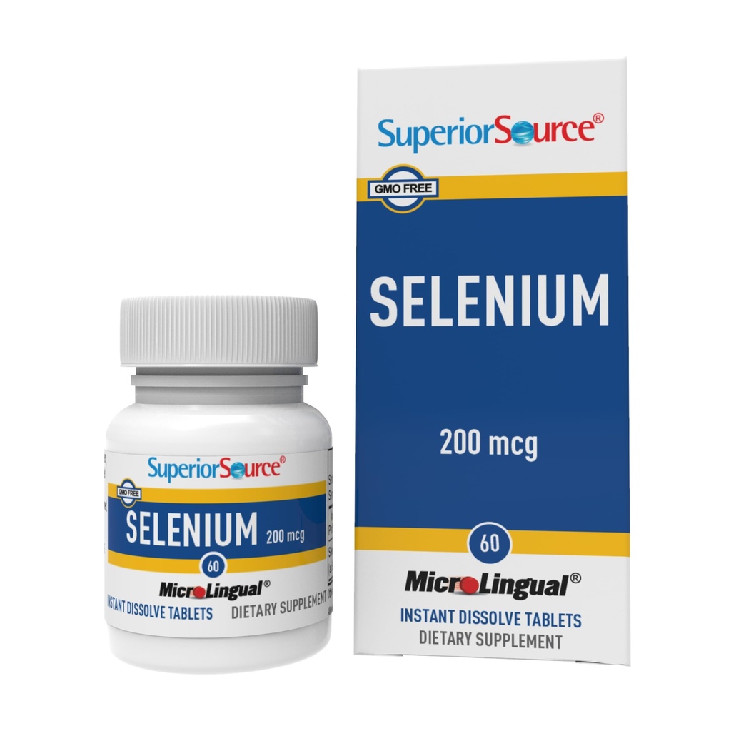 Fonte Superior Selênio 200 mcg - Imune Health Support Supplement - Selenometionina Comprimidos Ajuda Função Gland Thyroid - Supplements Recycling of Vitamina E - 60 Instant Dissolve Tablets