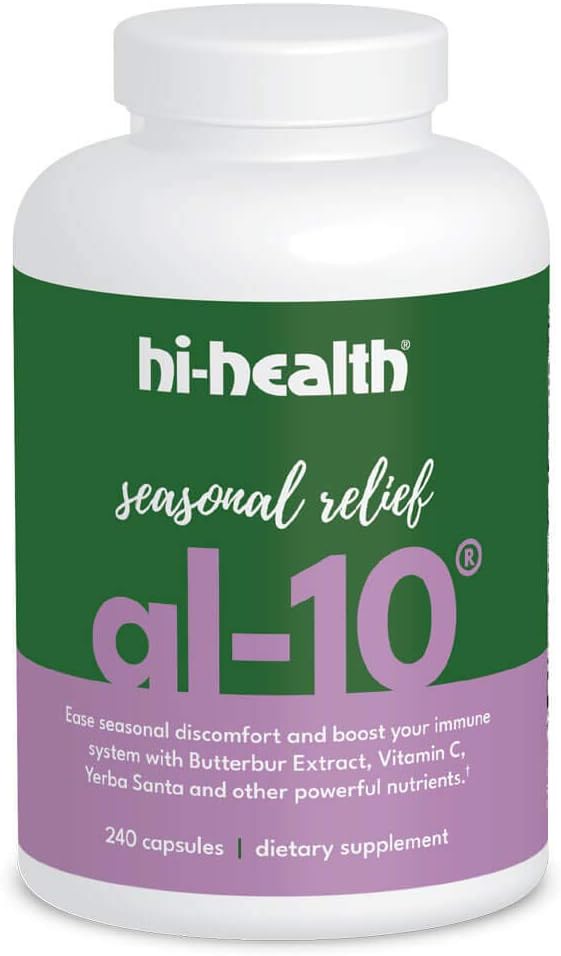 Hi-Health AL-10 Alívio Sazonal Natural Imune Booster Não-Drowsy, 240 Cápsulas