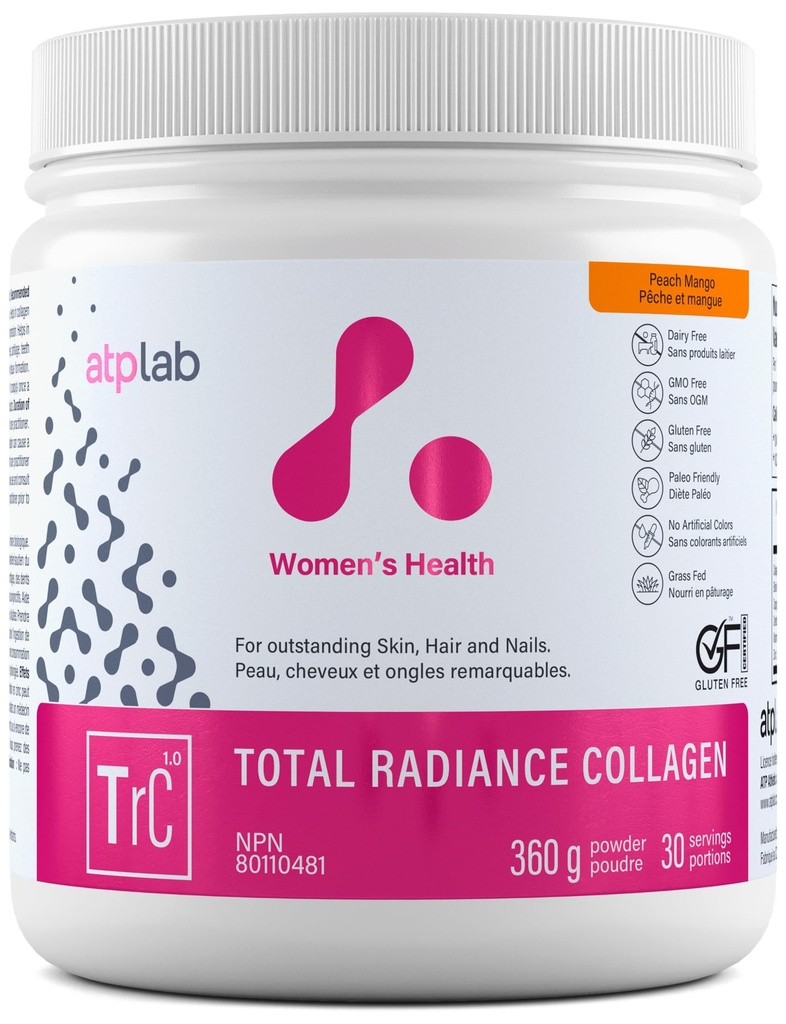 ATP LAB Colágeno de Radiância Total - Pêssego Mango Flavor, 360g - Pó de Colágeno Peptídeos para Mulheres - Suplemento de Proteína de Colágeno Hidrolisado com Biotina