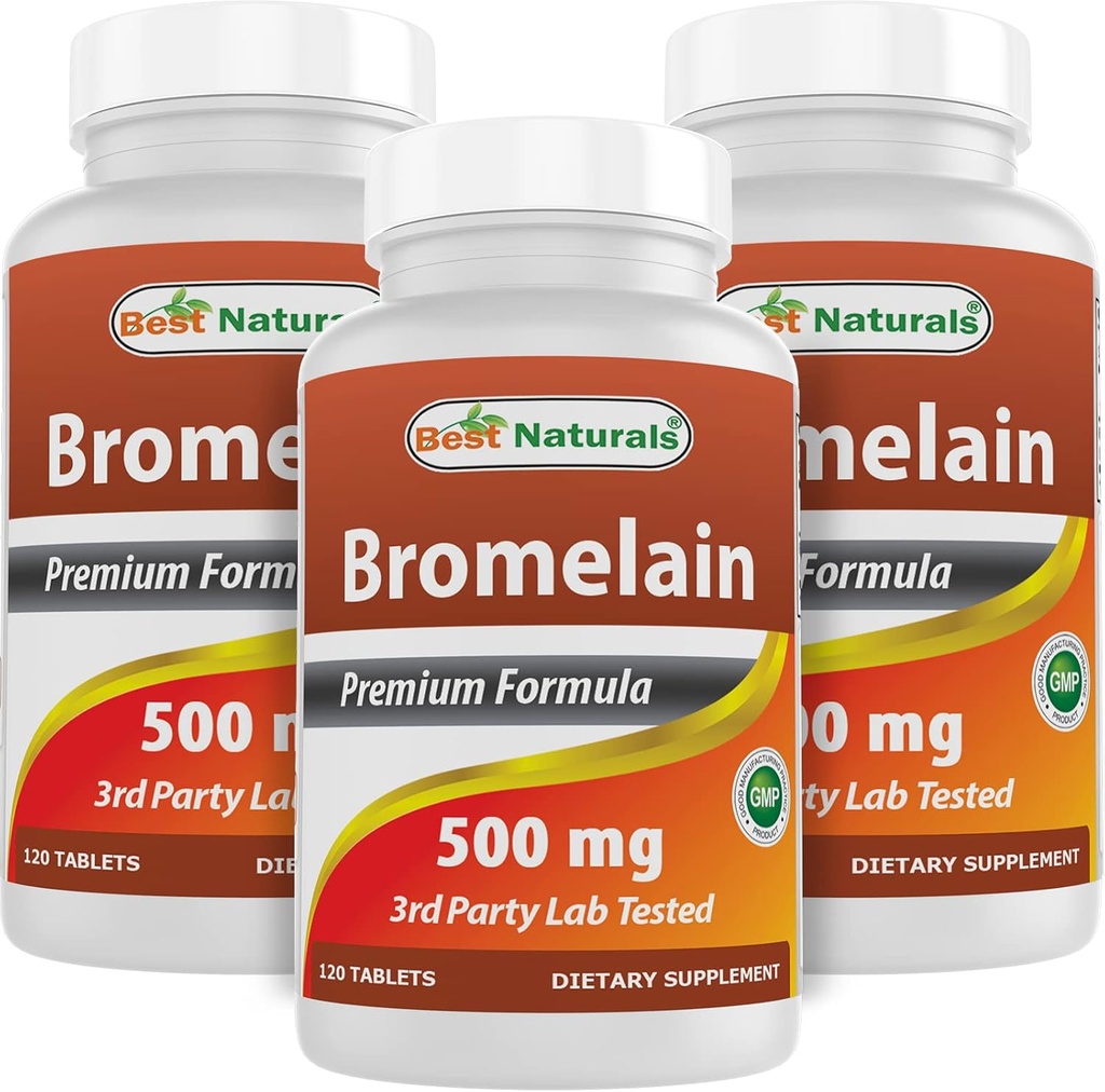 Best Naturals Bromelain 500mg 120 comprimidos (120 contagem (Pacote de 3))