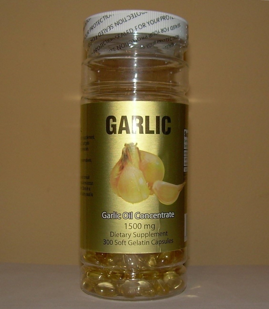 Concentrado de óleo de alho 1500 MG, Cholesterol Free, 300 Cápsulas de Gelatina Macio