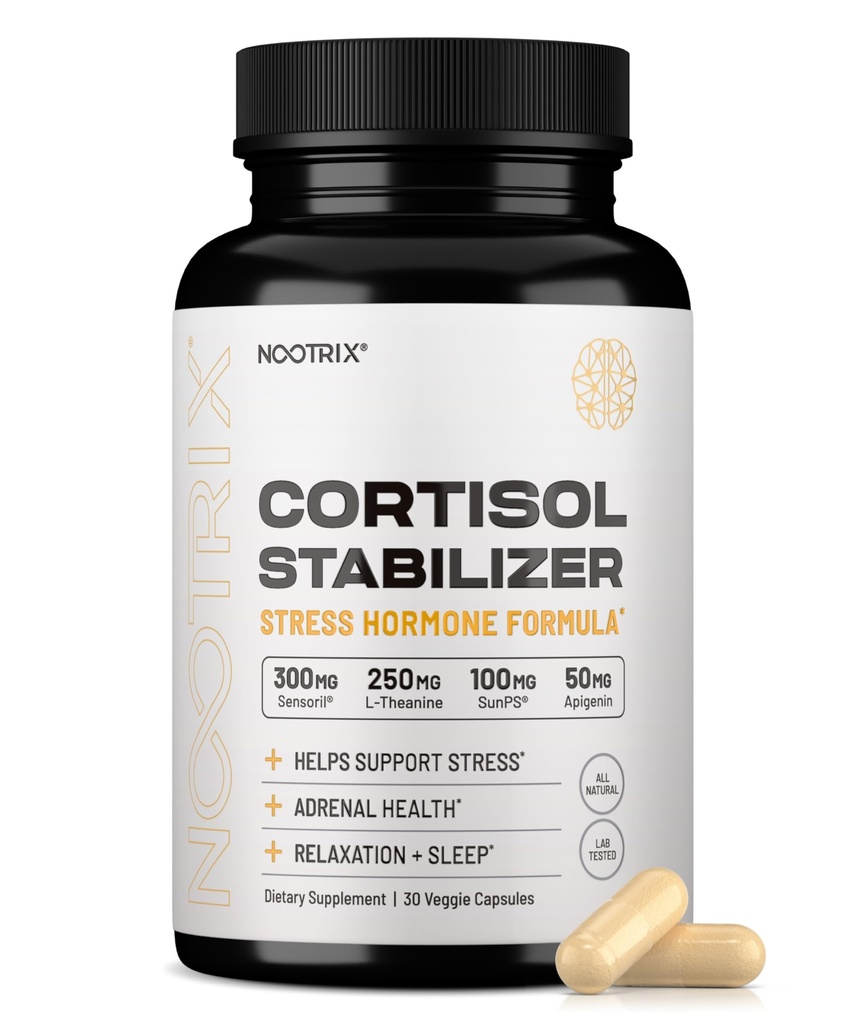 Nootrix Cortisol Manager & Stabilizer Supplement (Suporta Sono Profundo, Relaxação, Saúde Adrenal e Estresse) 300mg Ashwagandha .