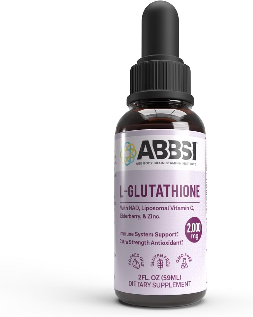 Glutationa Líquido lipossomal com NAD & Elderberry para apoio imunológico - 2000MG - Absorção melhorada - Não a partir de óleo de semente - poderoso antioxidante - Não-GMO, Vegan, Gluten-Free - 2 fl oz