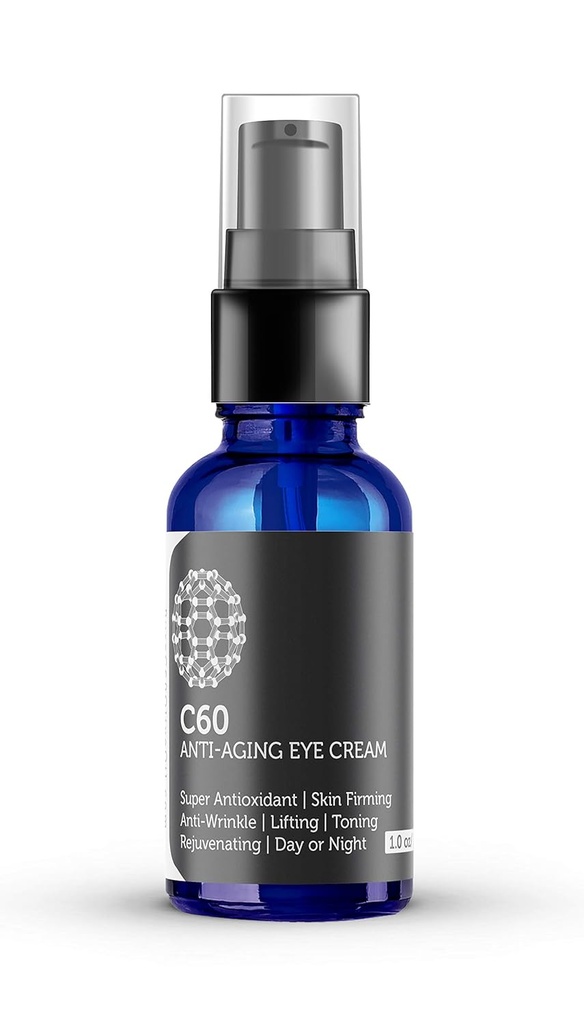 C60 Anti-Aging Eye Cream 30ml com Matrixyl 3000, Tripeptide-5, Hidratando Ácido Hialurônico Botânico e Vitamina C para homens e mulheres feitos com ingredientes orgânicos