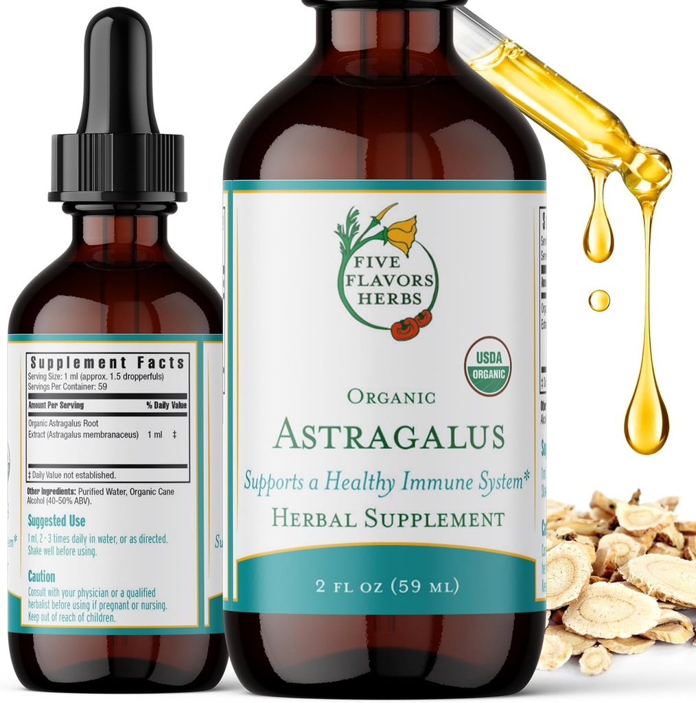 Astragalus Tintura - Suporte do sistema imunológico, Suporte respiratório, Suporte do sistema digestivo, Maca, Suplemento de ervas - 2 Fl Oz