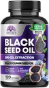 Cápsulas de óleo de semente preta 1000mg com Thymoquinone - Puro Nigella Sativa para a saúde da pele e apoio imunológico, 100% óleo de semente preta, Extração surpreendente acima frio Pressionado Black Cumin Seed - 120 Softgels