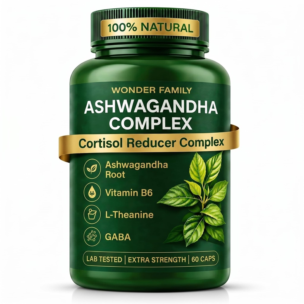 Complexo de Ashwagandha 800mg com GABA, L-Theanina & B6 – Suporte adaptogênico para calma, foco e humor – 60 cápsulas – Mais forte que 600mg - Não-GMO, sem glúten