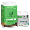 Sunwarrior Brown Rice Protein Powder Planta Baseada em Chocolate 30 Servings & Creatina Mono-hidratado em Pó Micronizado sem sabor, 60 Servings