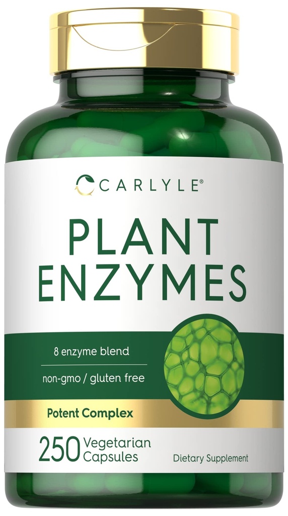 Enzimas de planta de Carlyle com protease, papain, lactase e bromelain (250 cápsulas)