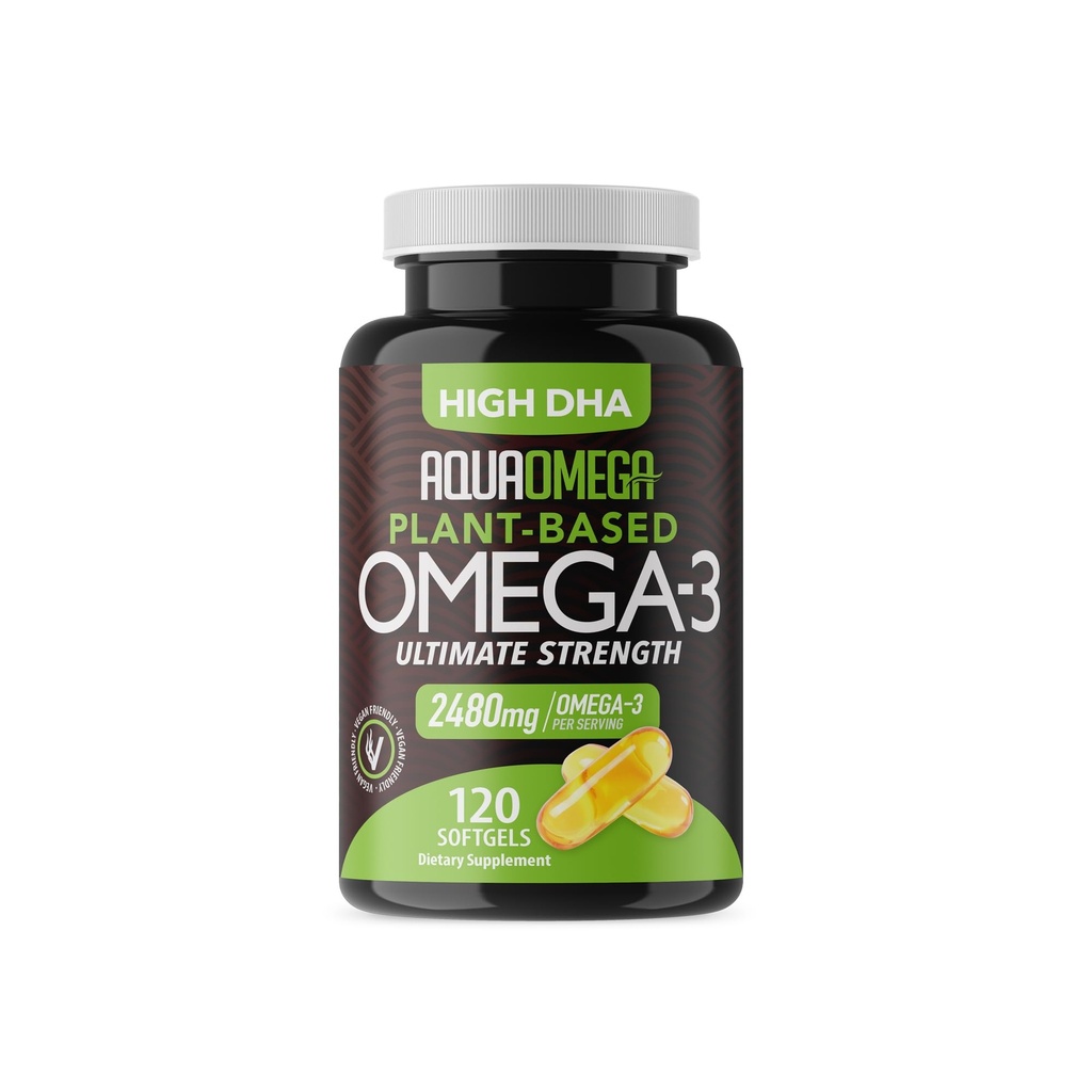 Ultimate força planta baseado Omega 3 Suplemento, Vegan Omega 3 Suplemento, Orgânico Ómega3 ácidos gordos EPA & DHA Suplementos de frio prensado óleo de algas, Omega3 Algas baseados Suplementos, 120 Softgels