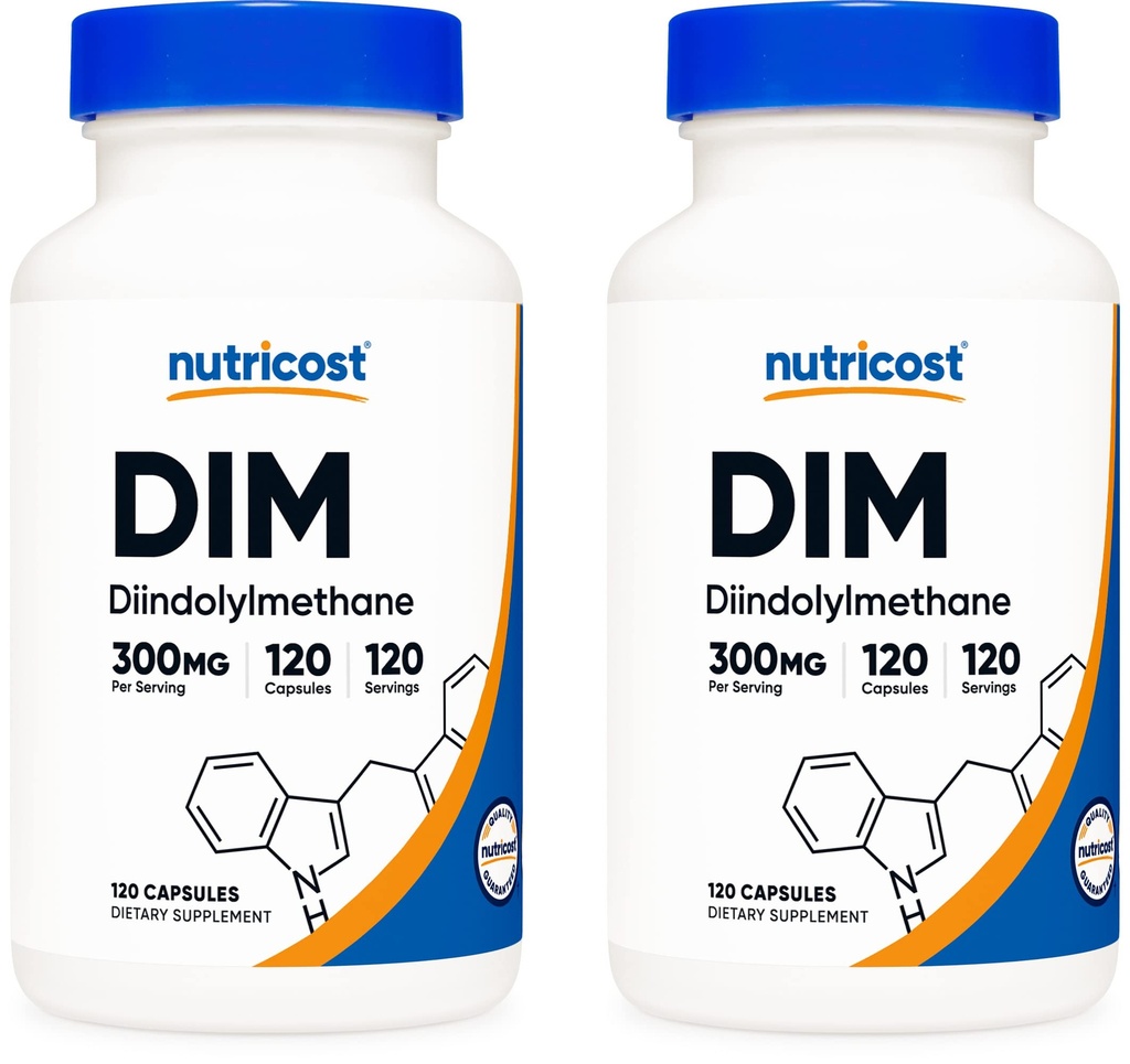 Nutricost DIM (Diindolilmetano) 300mg, 120 cápsulas com BioPerine (2 frascos)