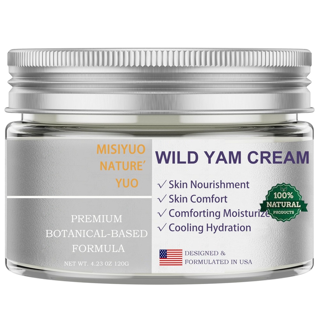 Creme de Yam selvagem orgânico para mulheres - conforto da pele calmante, ingredientes naturais, 120g