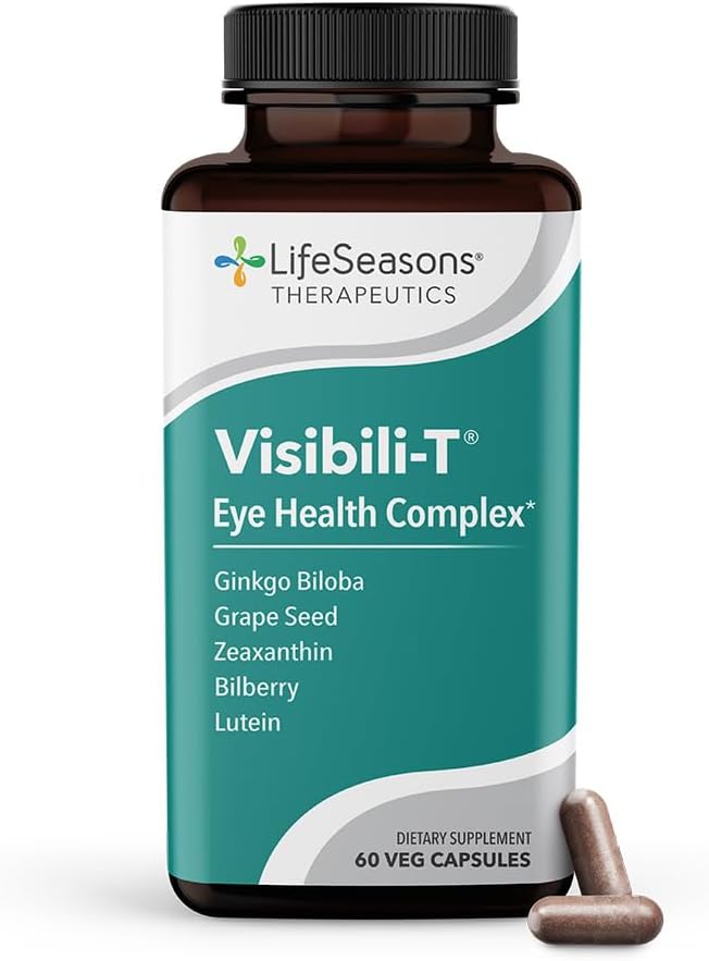 LifeSeasons Visibili-T com Bone Densi-T - Eye Health & Vision Support Supplement - Lutein, Chromium, Cenoura Raiz, Bilberry, Ginkgo Biloba, Extrato de Sementes de Uva, Licopeno, Vitamina A & more - 120 Cápsulas