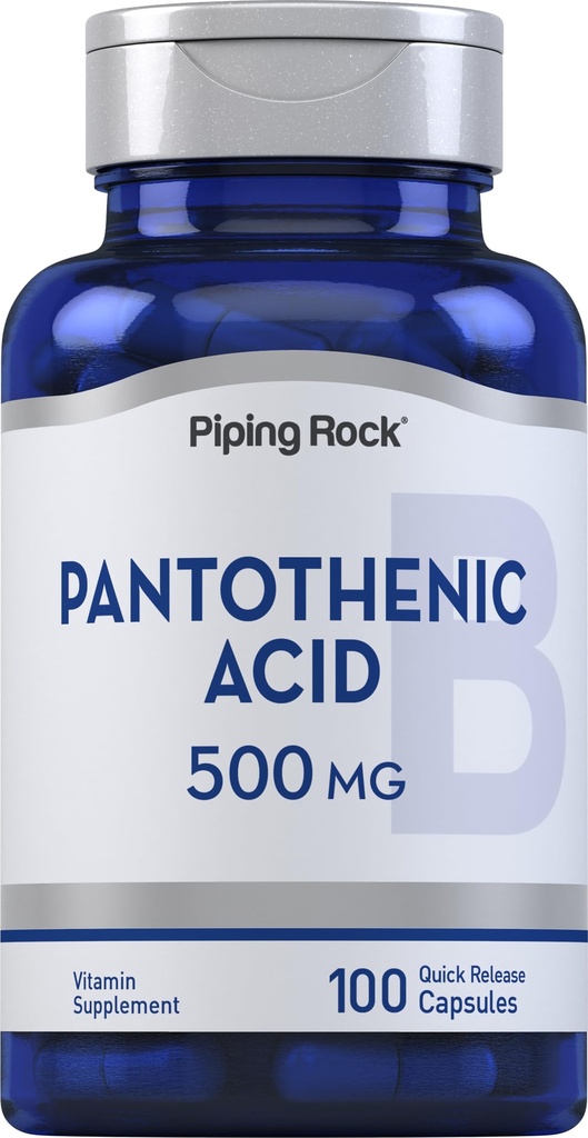 Ácido Pantotênico de Pedra de Tubulação 500mg .. 100 cápsulas .. como cálcio d-Pantotenato .. Não-GMO, Suplemento sem glúten