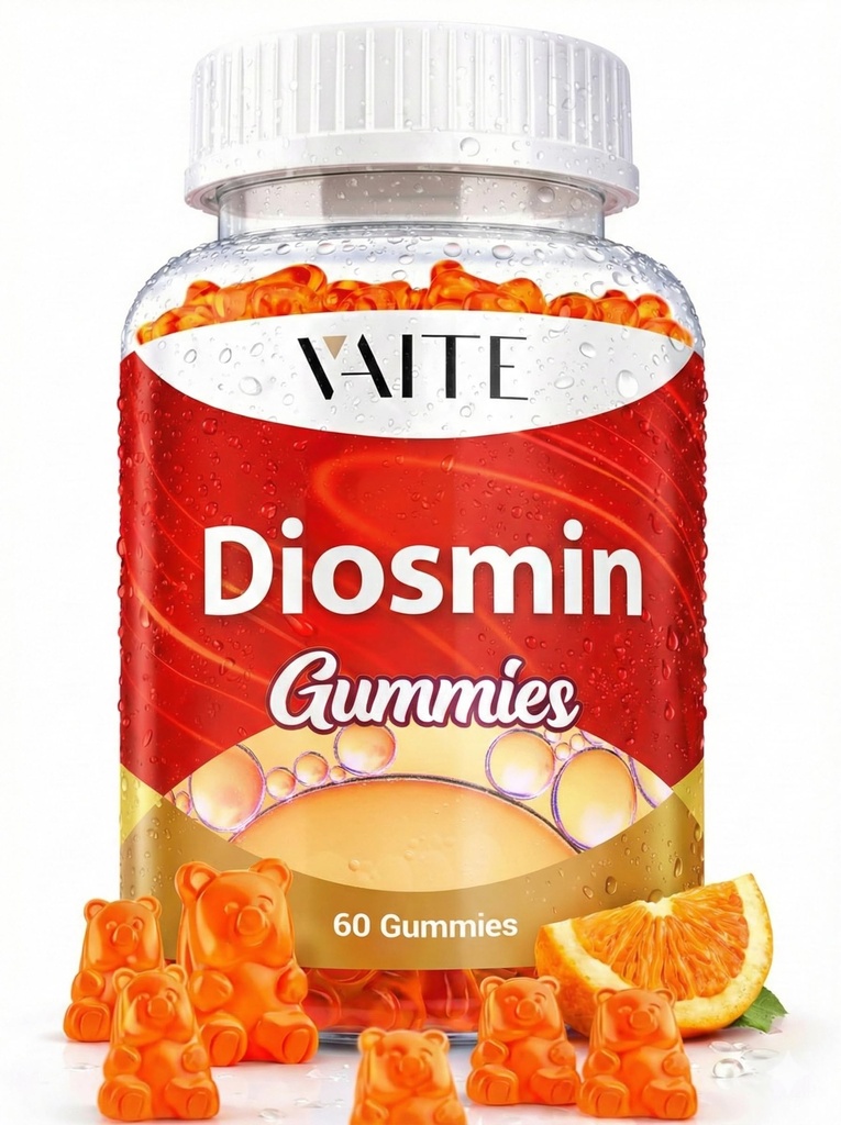 VAITE Diosmin 1000mg - Vein Supplements for Varicose Veins - Leg Health Supplement Fórmula Venous Optimizer, Citrus Bioflavonoids, Ajuda a Circulação para Pernas, Chews Gummy, 60 Gummies Vegan