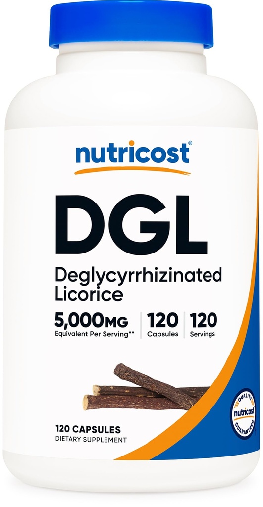 Nutricost DGL Deglicyrrhizinated Licorice Extract Cápsulas (500mg Extract, Equivalente a 5, 000mg Alcaçuz, 120 Servings) - Não OGM, Vegan