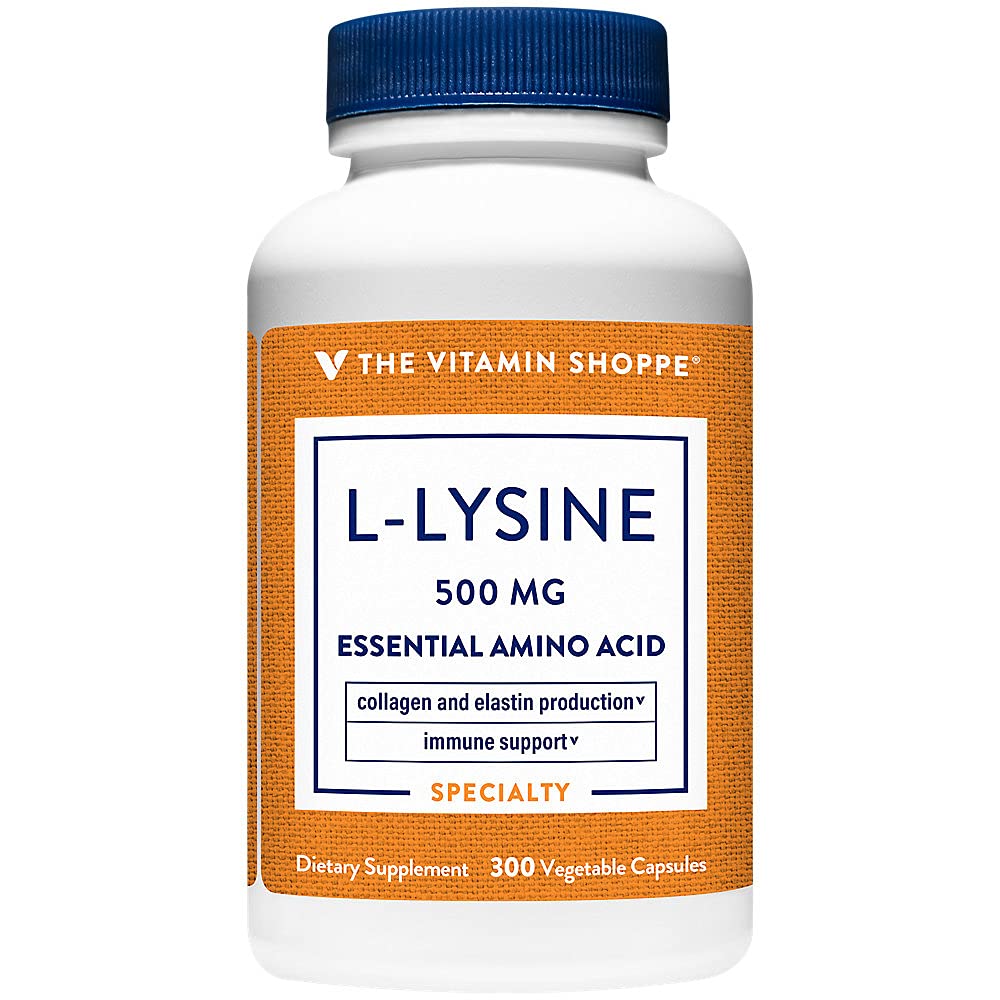 Vitamina Shoppe L-Lysine 500MG Uma vez por dia (300 Cápsulas)