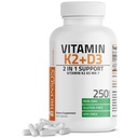 Bronson Vitamina K2 (MK7) com suplemento D3 Fórmula não-GMO 5000 UI Vitamina D3 e 90 mcg K2 MK-7 Complexo fácil de engolir D & K, 250 Cápsulas