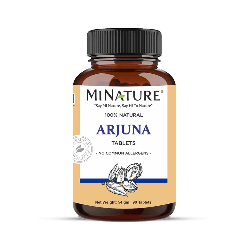 Arjuna Tablets by mi Nature -90 Comprimidos, 1000mg / 45 Dia Fornecimento / 100% Natural Arjuna Tablet / Saraca Indica da Índia