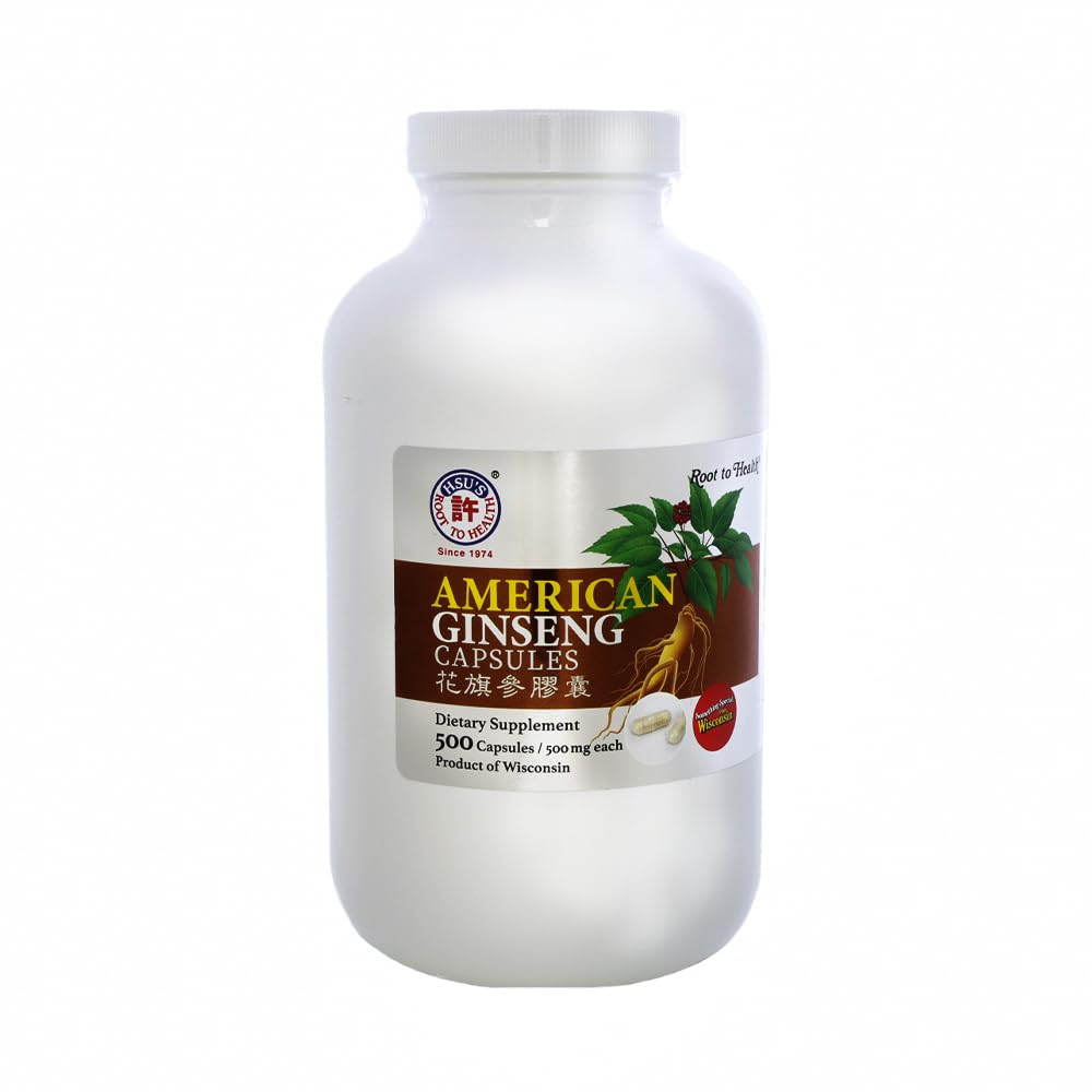 Hsu's SKU 1005 American Ginseng Cápsulas– Premium Wisconsin-Grown Ginseng Root Powder Supplement