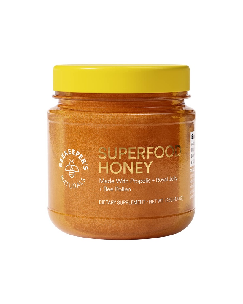 Superfood Mel by Beekeeper's Naturals - Bee Pollen, Royal Jelly, Própolis, Mel - Energia Natural, Apoio Imune, Clareza Mental, Desempenho Atlético (4,4 onças)